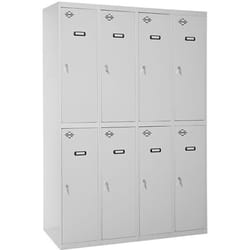 Vestiaire Métallique 8 Porte, 4 Modules, 1800x1600x500 mm, Serrure à Clé et Aérations, Gris Simonlocker - Simonrack