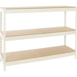 Tagère Industrielle, 2000x2400x900 mm, 3 Niveaux en bois, 400 kg Capacité de Charge et Point de Flexion, Étagère Charge Lourde, Blanc/Bois