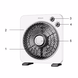 Sogo VEN-SS-21125 ventilateur Noir, Blanc