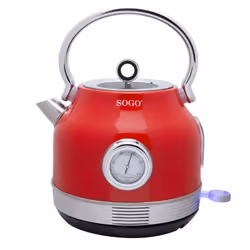 Sogo KET-SS-7760, 1,8 L, Rouge, Acier inoxydable, Thermostat réglable, Indicateur de niveau d'eau, Arrêt de sécurité en cas d ...