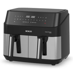 Sogo FRE-SS-10845 friteuse Double 9 L Autonome 1750 W Friteuse d’air chaud Noir, Acier inoxydable