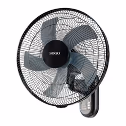 Sogo VEN-SS-21325, Ventilateur à lame domestique, Noir, Mur, 40 cm, Remote, 7,3 h