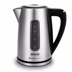 Sogo KET-SS-7785, 1,7 L, 2200 W, Acier inoxydable, Acier inoxydable, Arrêt de sécurité en cas de surchauffe, Sans fil