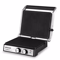 Sogo SAN-SS-7132 gaufrier et appareil à croque-monsieur 2000 W Noir, Acier inoxydable