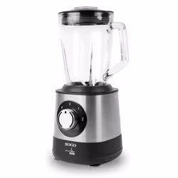 Sogo BAT-SS-5585, Mélangeur de table, 1,5 L, Fonction d'impulsion, Pileur de glace, 1500 W, Noir, Acier inoxydable
