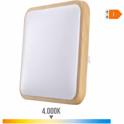 Applique murale surface carrée led 18w 1820lm 4000k effet bois edm. en plastique et métal, 25000h 220-240v 50hz classe f ,pf  ...