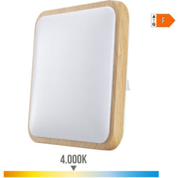Applique carrée led 18w 1820lm 4000k 33x33x7cm effet bois EDM