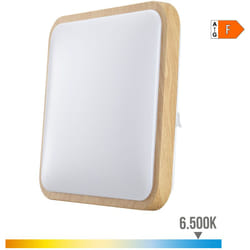 Plafonnier led Carré 18W Effet Bois 1820lm - Blanc du Jour 6400K