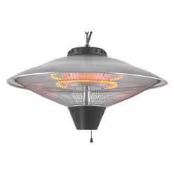 Chauffage de terrasse toiture 2.100w - protection contre la surchauffe - ip24 - grille de sécurité - rayon d'action 3 m - int ...