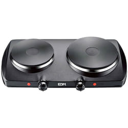 EDM - Plaque electrique noire 1400w 2 feux ce/a13 46,5x26x8,5cm