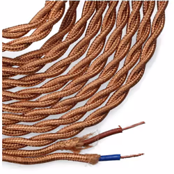 Câble Textile Tressé 2x0,75mm C-12 Or Soie 5m