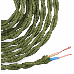 Câble Textile Tressé 2x0.75mm C-18 Vert Soie 5m