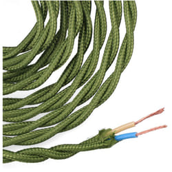 Câble Textile Tressé 2x0.75mm C-18 Vert Soie 5m