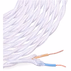 Câble Textile Tressé 2x0,75mm C-01 Aluminium Soie Blanc 5m