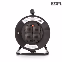 Enrouleur de câble professionnel avec protecteur thermique 3 x2,5mm 25mts 4 prises avec couvercle 3600 w 250v ip20 h 0,5v ø 2 ...