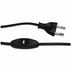 Cordon d'alimentation avec interrupteur 3a 1,5m 2x0,75mm câble plat noire edm (prise + interrupteur) . . . Indice de Protecti ...