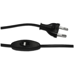 EDM - Cordon d'alimentation avec interrupteur 3a 1,5m 2x0,75mm câble plat noire