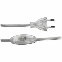 Cordon D'alimentation Avec Interrupteur 3a 1,5m 2x0,75mm Câble Plat Transparent Edm (PRISE + Interrupteur)