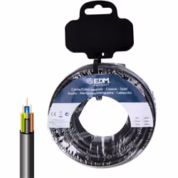 Bobine de 20 m tuyau tubulaire vv-k06/1kv 4 g 1.50 mm² noir 1kv (1000v)