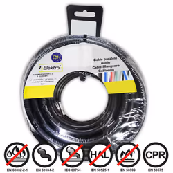 Bobine Fil Électrique Flexible 1,5mm Noir Sans Halogène 10m