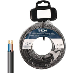 Bobine 15m Câble Parallèle Plat Noir 2x2,5mm EDM