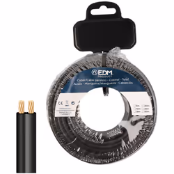 Câble parallèle 2x0,75mm² noir, rouleau de 5m, tension nominale 48v, pour l'interconnexion audio, vidéo et similaire