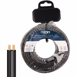Câble parallèle 2x0.75mm² noir, rouleau de 50m, tension nominale 48v, pour interconnexion audio, vidéo et similaire.