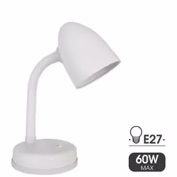 Lampe De Table Modèle Amsterdam E27 Couleur Blanche E27. Mesures: 13x31cm (largeur/hauteur) Puissance Maximale: 60w. Tension: ...