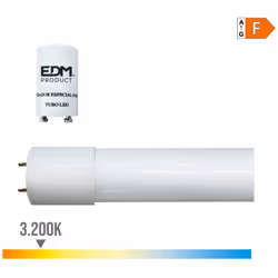 Tube Led T8 9w 800lm 3200k Lumière Chaude (EQ.18W) E Dimensions: Ø2,6x60cm 25000h Ac 220-240v Classe Énergétique: F Angle D'o ...
