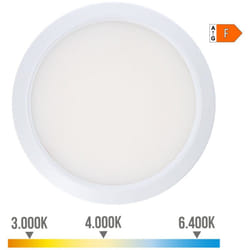 EDM - Downlight Led En Surface/Encastré Réglable 20w 2.050lm Ra80 Cadre Chrome Ø22,5cm .