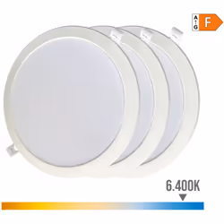 Pack 3 spots encastrés ronds à led. 18w, lumière froide 6400k, 1820lm, dimensions ø220 x 32 mm, taille d'encastrement ø168 cm ...