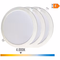Pack 3 spots encastrés ronds à led. 18w, lumière du jour 4000k, 1820lm, dimensions ø220 x 32 mm, dimensions d'encastrement ø1 ...