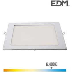 EDM - Downlight led 20W carré 22cm Chromé - Blanc du Jour 6400K