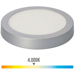 Downlight Led à Surface Ronde 20w 1500lm 4000k Chrome Lumière Du Jour Ø22,5x4cm EDM