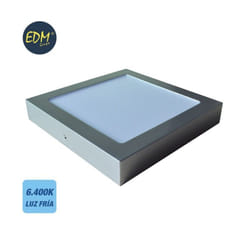 Plafonnier LED carré EDM - 20W - 1500 lumens - 6400K - Chromé - 31597 - TU