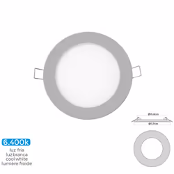 Mini Downlight Encastré Led Rond 6w 6400k Lumière Froide 320lm. Couleur Chrome. Angle D'ouverture : 120°. Ip20. Classe Énergé ...