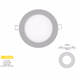 Mini Downlight Encastré Led Rond 6w 4000k Lumière Du Jour 320lm. Couleur Chrome. Angle D'ouverture : 120°. Ip20. Classe Énerg ...