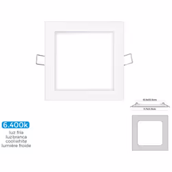 Mini Downlight Encastré Led Carré 6w 6400k Lumière Froide 320lm. Couleur Blanc. Angle D'ouverture : 120°. Ip20. Classe Énergé ...