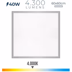 Panneau Led 40w 4300lm Ra80 60x60cm 4000k Lumière Du Jour Edm. (INTEGRÉ). Comprend Transformateur, Ip20, Taille: 59,5x59,5x3, ...