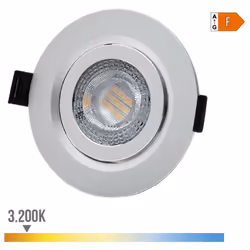 Downlight Led Encastrable 9w 806lm Ra80 3200k Cadre Rond Chrome Edm