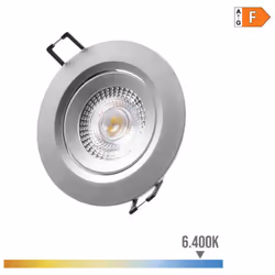 Downlight Led Encastré Rond 5w 6400k Lumière Froid. Cadre Chrome. Verrouillage: Ø7,4 cm Classe Énergétique F. 380 lm Ip20. An ...