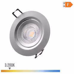 Downlight Led Encastré Rond 5w 3200k Lumière Chaude. Cadre Chrome. Verrouillage: Ø7,4 cm Classe Énergétique F. 380 lm Ip20. A ...