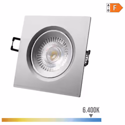 Downlight Led Encastré Carré 5w 6400k Lumière Froide. Cadre Chrome 9x9cm EDM