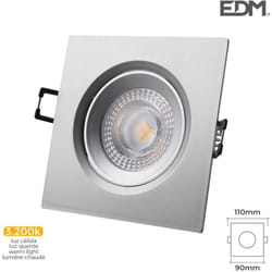EDM - Downlight led 5W carré 110mm Chromé - Blanc Chaud 3200K