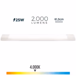 Réglette Électronique Led 25w 4000k Lumière Du Jour Ip20 180 Leds 2000lm (AVEC Supports) Angle D'ouverture 160°. 220-240v Dim ...