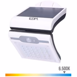 Applique Solaire 2W 220Lm 6 500K Avec Capteur Couleur Blanche Edm. 36 Led. Panneau Solaire 6V 2W Polycristallin, Comprend Bat ...