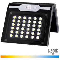 Applique Solaire 2W 220Lm 6 500K Avec Capteur Couleur Noire Edm. 36 Led. Panneau Solaire 6V 2W Polycristallin, Comprend Batte ...