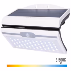 Applique Solaire 6W 430Lm 6 500K Avec Capteur Couleur Blanche Edm. 72 Led. Panneau Solaire 6V 6W Polycristallin, Comprend Bat ...