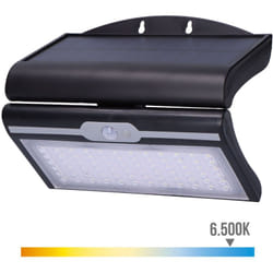 EDM - Applique murale solaire 6W 430Lm 6500K avec capteur de couleur noir 31849