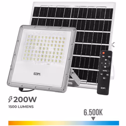 Projecteur EDM Télécommande Panneau solaire photovoltaïque 200 W 1500 Lm 35 x 35 cm 23,8 x 23,3 x 4,3 cm (6500 K)